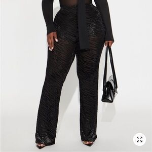Fashion Nova Black Sheer Wide Leg Pants